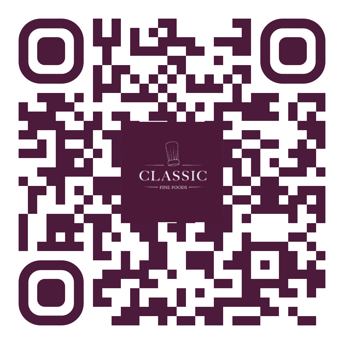 QR Code mobile app Classic fine foods